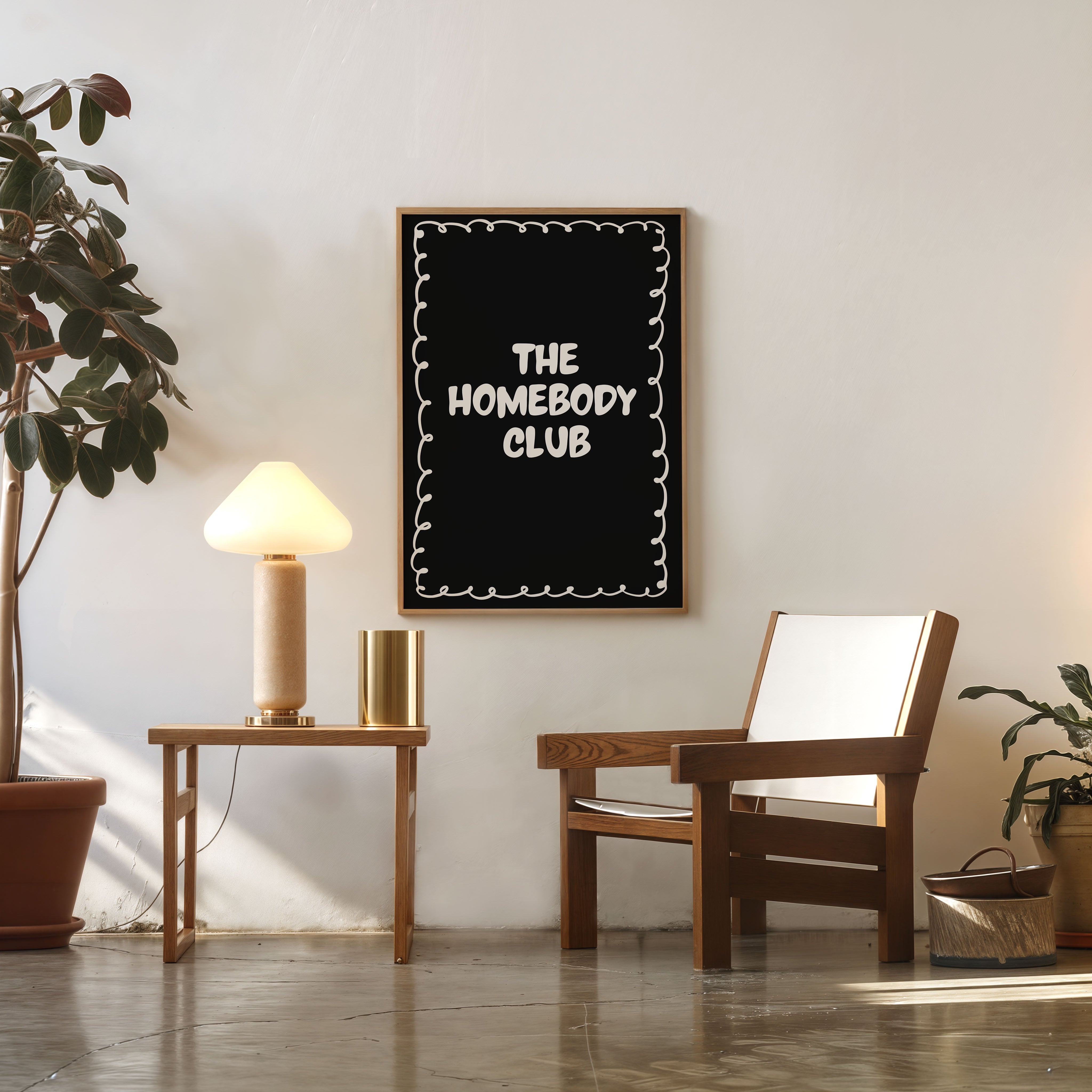 the homebody club wall art minimalist cozy quote poster modern decor